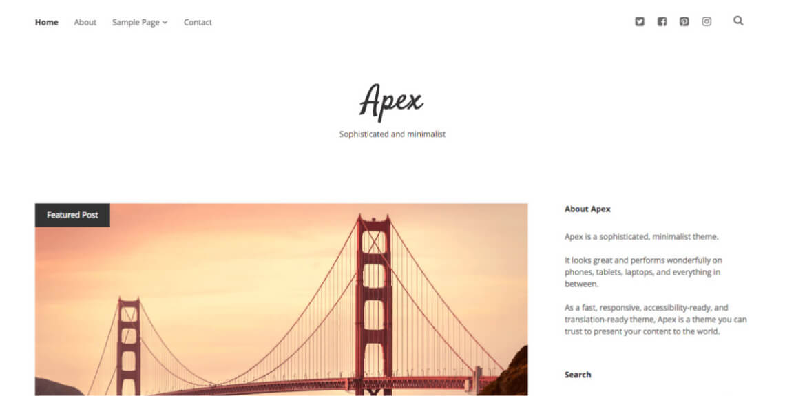 Screenshot of the Apex theme.