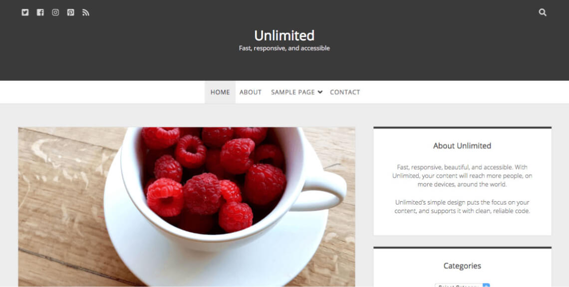 Screenshot of the Unlimited theme.