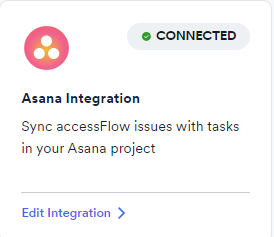 Screenshot of edit asana integration