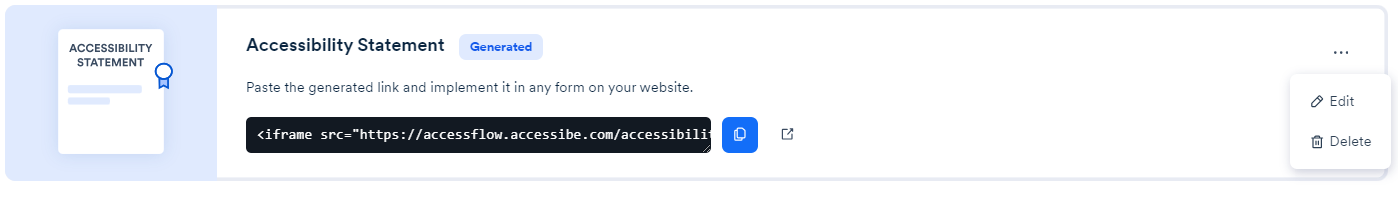 Screenshot of edit accessibility statement
