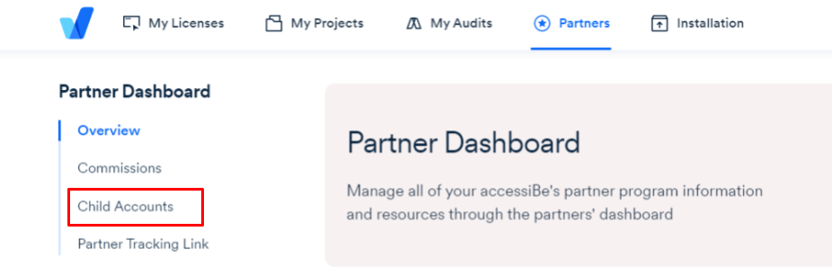 Screenshot of Partner Dashboard