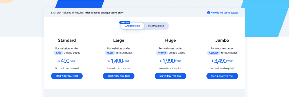 Pricing page screenshot