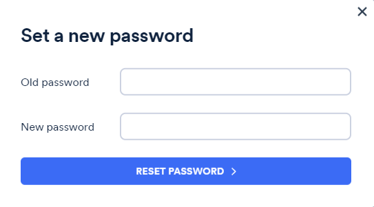 Screenshot of set password